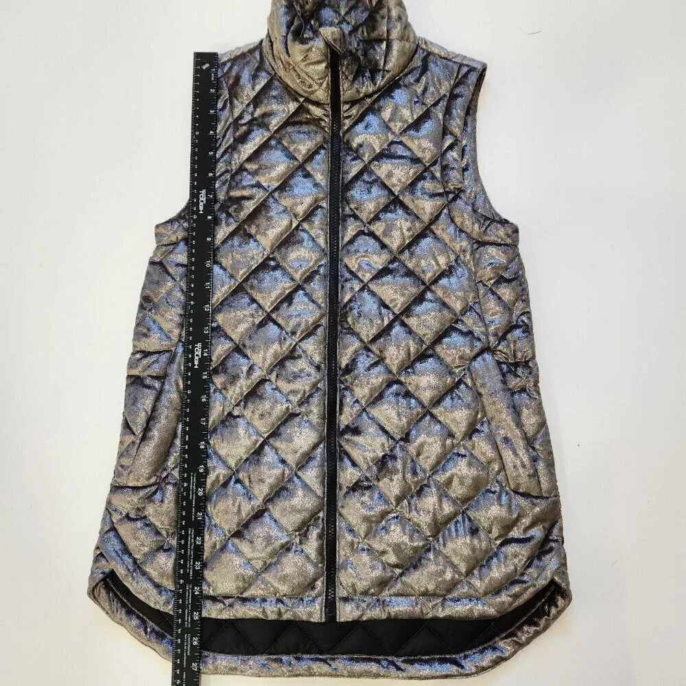 Athleta Whisper Metallic Velvet Quilted Vest XXS Coffee‎ House 631320 Insulated